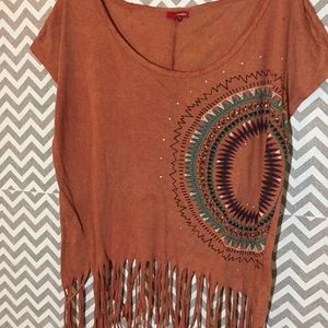 Bongo Oversized Fringe Bottom Boho Crop Top